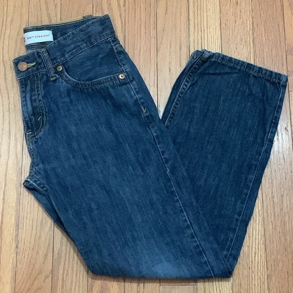 Levis 514 Straight Leg Boys Jeans Dark Wash Denim Size 12 Regular 26x26 Blue‎